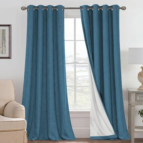 Miniatura 202 de H.VERSAILTEX Cortinas opacas de lino de 72 pulgadas de largo, 100% absolutamente opacas, con aislamiento térmico, con textura de lino, cortinas