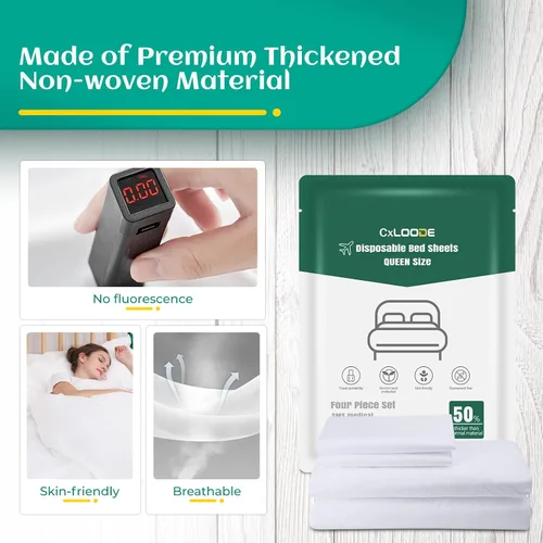 Miniatura 10 de Sábanas desechables para hotel, artículos esenciales de viaje con 2 toallas de baño desechables, 2 toallas faciales desechables y 4 piezas