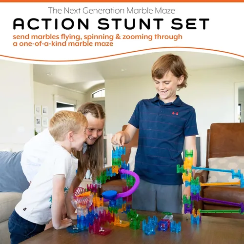 Miniatura 2 de MindWare Q-BA-Maze - Juego de acrobacias de acción de la próxima generación de laberinto de mármol para niños, STEM Marble Run, recomendado