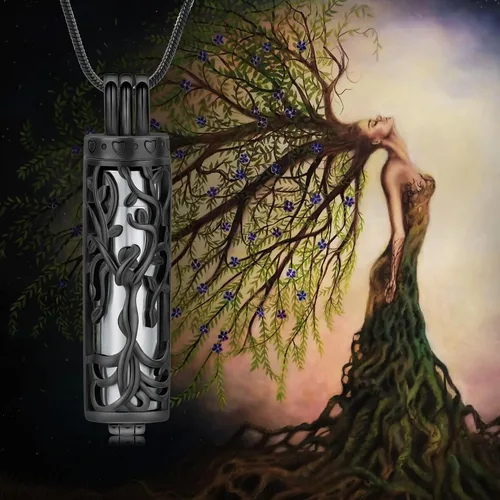 Miniatura 4 de Urn Necklace for Ashes with Hollow Vial Cylinder Cremation Jewelry for Ashes Tree of Life Memorial Jewelry Gifts for Women Ashes Necklace Lockets