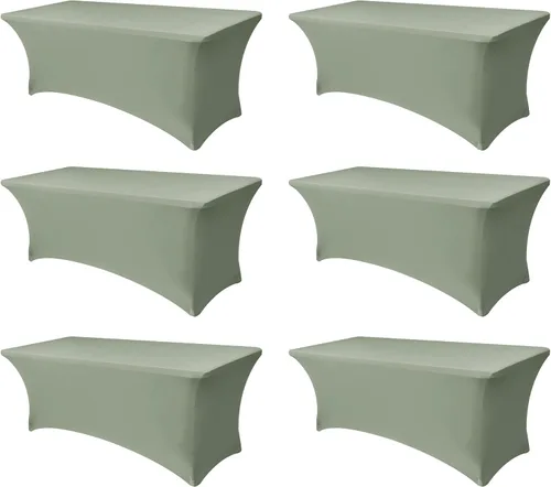 Miniatura 25 de Funda Elástica para Mesa para Mesas Rectangulares de 4 pies - Paquete de 8 Manteles de Spandex Azul Aguamarina con Elástico - Para Mesas Plegables