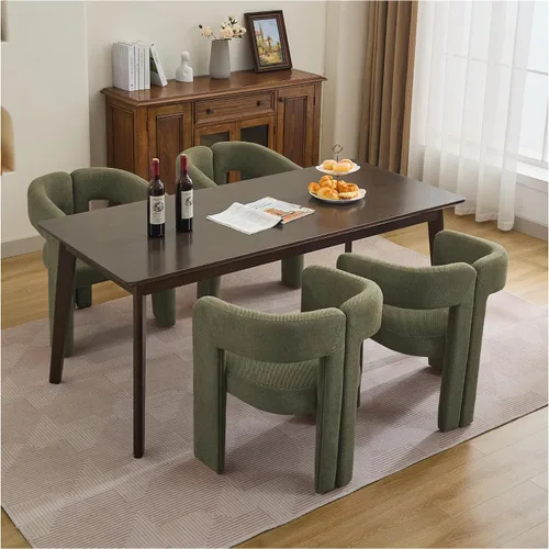 Miniatura 37 de adochr Modernas sillas de comedor de barril, silla de comedor tapizada de lino con patas de madera, sillas decorativas con brazos, cómodos sillones