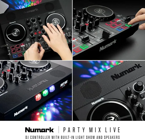 Miniatura 8 de Numark Party Mix Live DJ Controller con altavoces, luces, 2 cubiertas, mezclador, interfaz de audio y Serato Lite