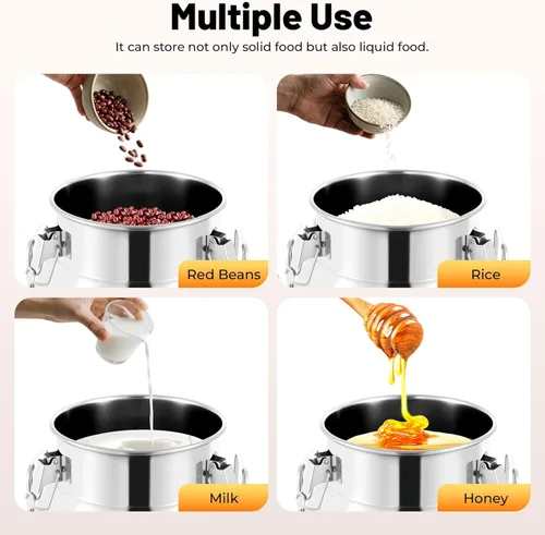 Miniatura 4 de Leche de acero inoxidable, 20L/5.28 galones, universal, hermético, de metal, para leche, contenedor de almacenamiento de líquidos, con tapa sellada