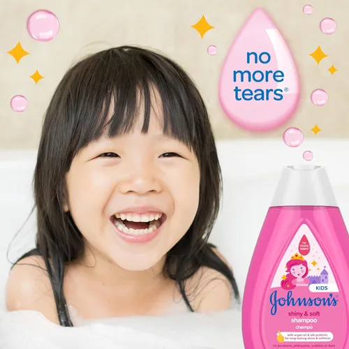 Miniatura 3 de Johnson's Shiny & Soft - Champú para niños con aceite de argán y proteínas de seda, el lavado diario del cabello de los niños limpia suavemente