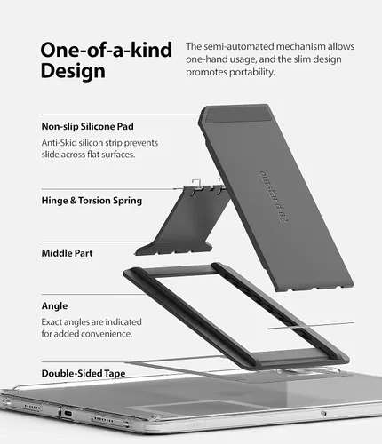 Miniatura 4 de Ringke Excelente soporte universal para tableta, soporte de acción de resorte, accesorio adhesivo multiángulo para tabletas iPad, lector electrónico