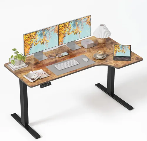 Miniatura 13 de FEZIBO Escritorio de pie, 48 × 24 pulgadas, altura eléctrica ajustable, para sentarse y ponerse de pie, escritorio de oficina para computadora