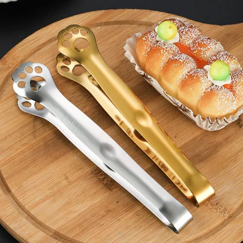 Miniatura 5 de Paquete de 2 pinzas pequeñas para servir de 6.9 pulgadas, de acero inoxidable, mini pinzas para aperitivos, patas de gato, pequeñas pinzas de bufé