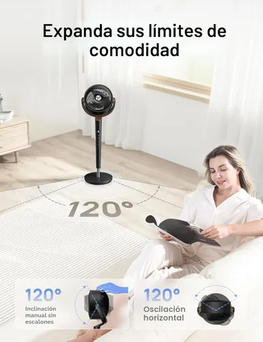 Miniatura 5 de Dreo Ventilador para dormitorio, ventilador de pie oscilante de 120°, ventilador de piso silencioso con motor de CC, ventilador de pedestal