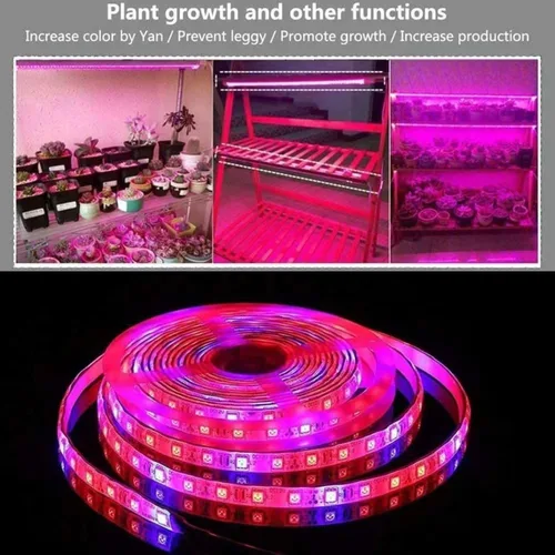 Miniatura 5 de Luces de cultivo para inicio de semillas, tiras de luz LED de espectro completo de 16.4 pies, rojo y azul 5:1, lámpara de cultivo flexible