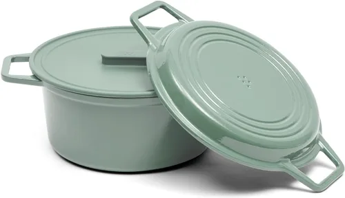 Miniatura 8 de Misen Horno holandés de hierro fundido esmaltado de 7 cuartos de galón, revestimiento de esmalte resistente a las astillas, núcleo de hierro grueso