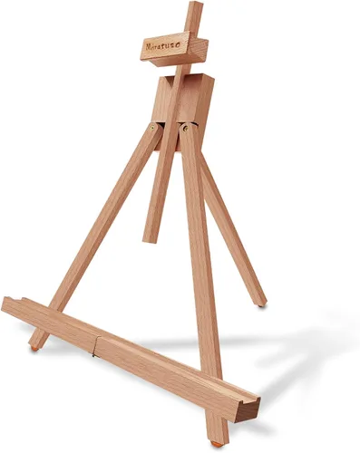 Miniatura 5 de Miratuso Caballete de arte (2 unidades) con marco en A, soporte de exhibición de madera para lienzo de hasta 21 pulgadas de alto, caballete de mesa