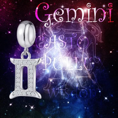 Miniatura 6 de CRISNATA Dijes con dije de constelación del zodiaco con circonita cúbica transparente, cuentas de horóscopo de plata de ley 925, se adapta a