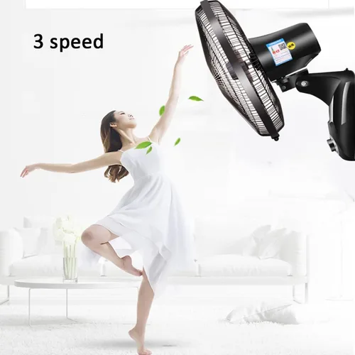 Miniatura 3 de Ventilador industrial oscilante ajustable de montaje en pared, 5 aspas ajustables de 3 velocidades, alta velocidad/negro/resistente, para Mecánica
