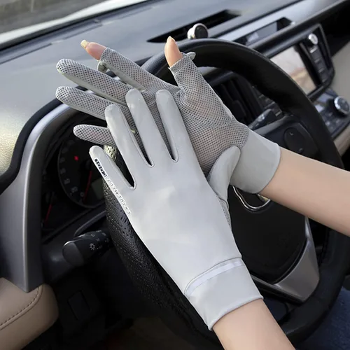 Miniatura 4 de IPENNY Guantes de verano para mujer, protección solar UPF 50+, 2 dedos, malla abatible, transpirable, para pantalla táctil, antideslizantes