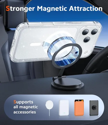 Miniatura 1551 de FNTCASE Funda para iPhone 13 Pro-Max: Fundas magnéticas transparentes compatibles con Magsafe Slim anti amarillamiento protección contra caídas