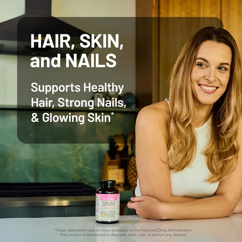 Miniatura 2 de NatureWise Vitamina para el cabello, piel y uñas, biotina 5000mcg con ácido hialurónico, colágeno para mujeres con C, complejo B, D3, A, E, hierro