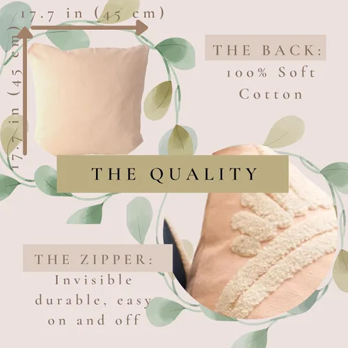 Miniatura 6 de Funda de almohada decorativa con textura neutra bohemia copetuda, funda de cojín decorativa para habitación del bebé (2, combo de arte rosa)