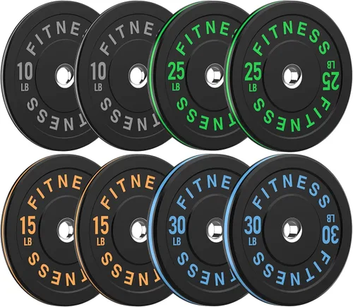 Miniatura 70 de Discos de peso olímpicos de 2 pulgadas y caucho para barras, discos para gimnasio en casa, entrenamiento de fuerza y levantamiento de pesas, 10 a