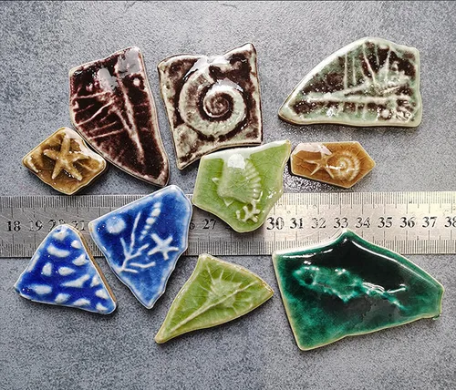 Miniatura 6 de Azulejos de mosaico de 7.05 oz, paquete de azulejos de mosaico de cerámica para decoración del hogar, manualidades, platos, marcos de fotos