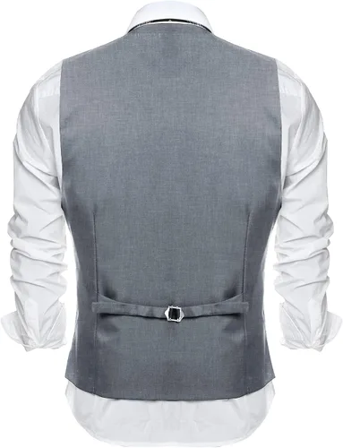Miniatura 4 de COOFANDY Chaleco de traje formal para hombre, ajustado, casual, para negocios, chaleco