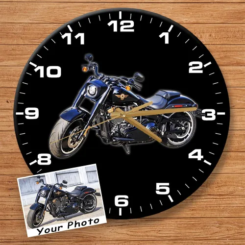 Reloj de pared de motocicleta personalizado con foto personalizada para motociclistas, reloj acrílico MFD de 12 pulgadas, decoración del hogar de