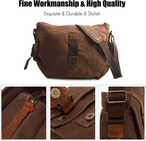 Miniatura 6 de Bolso de mensajero vintage de 14 pulgadas para laptop de hombre y mujer