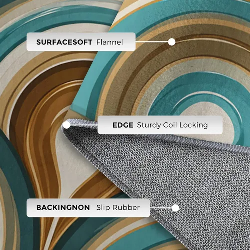 Miniatura 5 de 2x3 Retro Wavy Throw Rugs for Entryway, Washable Mid Century Modern Pattern Indoor Door Mat, Bedroom Kitchen Entrance, Non Slip Soft Thin, Abstract