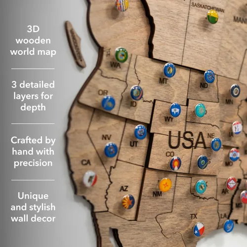 Miniatura 2 de Enjoy The Wood Arte de pared 3D en madera con mapa del mundo, decoración de pared grande, regalo para casa nueva, idea de arte para viajes, mapa