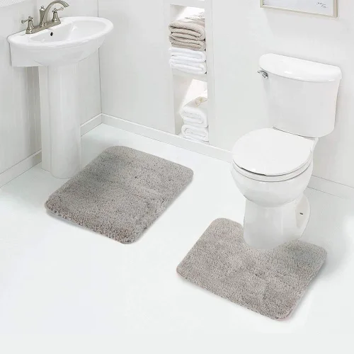Miniatura 17 de Walensee - Juego de tapete antideslizante para baño, mullido, de suave microfibra, absorbente de agua, lavable a máquina, alfombra de felpa gruesa