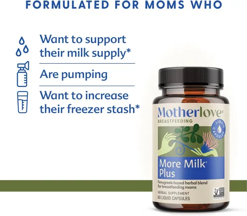 Miniatura 2 de Motherlove More Milk Plus (180 cápsulas líquidas) Suplemento de lactancia a base de fenogreco para apoyar el suministro de leche materna, sin OMG