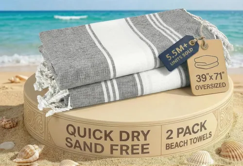 Miniatura 37 de LANE LINEN - Paquete de 4 toallas de playa de gran tamaño, toalla de piscina prelavada, extragrande, de secado rápido y sin arena, toalla de viaje