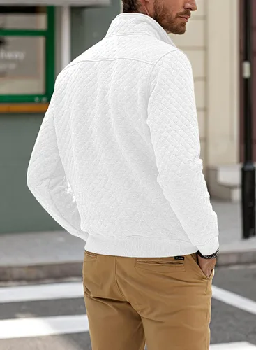 Miniatura 2 de JMIERR Sudadera acolchada para hombre, casual, de manga larga, cuello alto, con botones