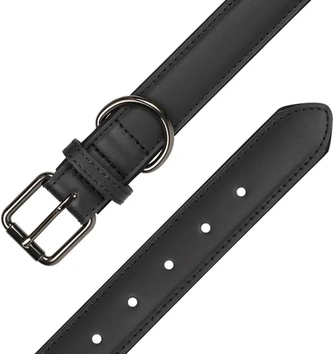 Miniatura 6 de Lmlpt Collar de cuero para perro, suave, acolchado, resistente, resistente, cómodo collar básico para mascotas con hebilla de metal ajustable a