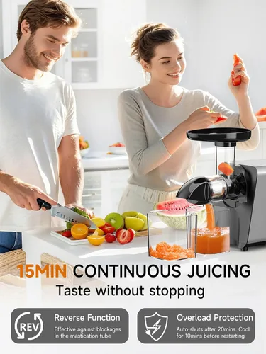Miniatura 7 de Máquina exprimidora lenta para verduras y frutas, extractor de masticación en frío, apio, hierba de trigo, hojas verdes, zanahoria, jengibre