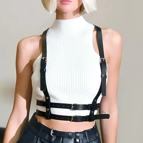 Miniatura 4 de Punk Waist Leather Chain Belt Harness Strappy Adjustable Body Accessories