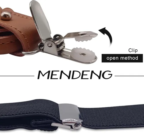 Miniatura 41 de MENDENG Tirantes de gancho giratorio de bronce vintage con 4 tirantes ajustables para hombre