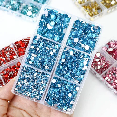 Miniatura 2 de Briskbloom 10000 piezas de diamantes de imitación con parte posterior plana para manualidades, zapatos, ropa, kit de circonita azul/circonita azul