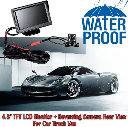 Miniatura 3 de 4.3 pulgadas TFT LCD coche monitor vehículo vista trasera reversa coche cámara LED aparcamiento sistema para coches, camiones, camionetas, SUV