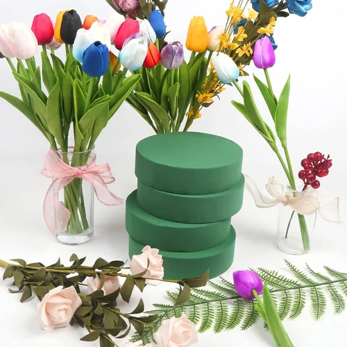 Miniatura 7 de LOMIMOS Espuma floral redonda de 6 pulgadas, bloques de espuma húmeda verde para arreglos florales, decoración de arreglos florales, manualidades