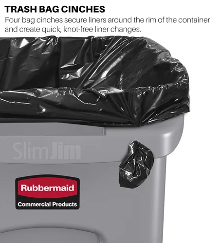 Miniatura 3 de Rubbermaid Commercial Products Slim Jim - Bote de basura con canales de ventilación, 23 galones, azul, para cocina, oficina, espacio de trabajo