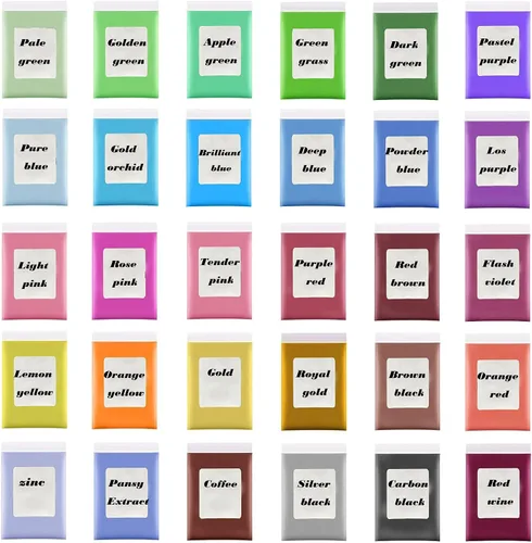 Miniatura 2 de Polvo de mica, pigmento de 30 colores, polvo de mica natural de grado cosmético brillante para resina epoxi/bombas de baño/vela/jabón, brillo