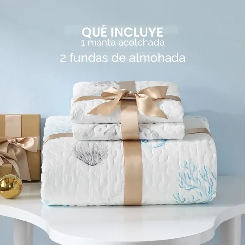 Miniatura 6 de Bedsure Colcha costera tamaño Queen – Ropa de cama reversible de verano y playa, colcha ligera de microfibra, colcha azul y blanca para todas