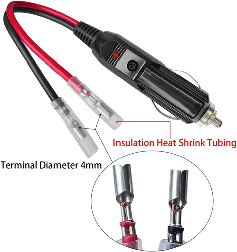 Miniatura 2 de Enchufe de encendedor de cigarrillos de repuesto de automóvil de 12 V/24 V con cable y cableado, terminal de una sola cabeza, cable de alimentación