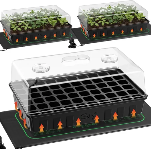 Miniatura 8 de SOLIGT Kit de inicio de semillas de 60 celdas con luz de crecimiento y alfombrilla térmica, bandeja de inicio de semillas con cúpula de 4.3