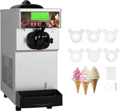 Máquina comercial de helado suave, máquina de helado de servicio suave con pantalla LED, autolimpieza, equipo de alta productividad para