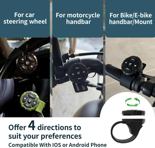 Miniatura 2 de Control remoto de botón multimedia Bluetooth, controlador de música inalámbrico impermeable para automóvil, bicicleta, motocicleta, botón de control