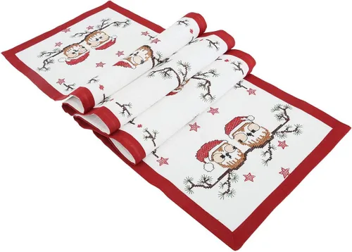 Miniatura 3 de Caminos de mesa bordados con búho navideño (14 x 54 pulgadas)