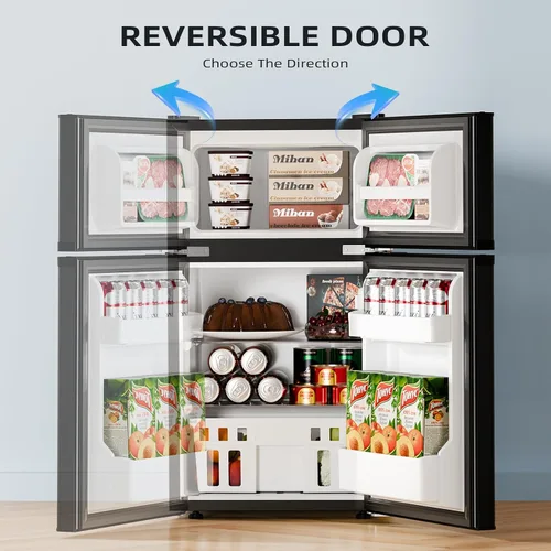 Miniatura 8 de Antarctic Star 3.2 pies cúbicos, mini refrigerador con congelador, mininevera de dos puertas, refrigerador compacto, termostato ajustable, mini
