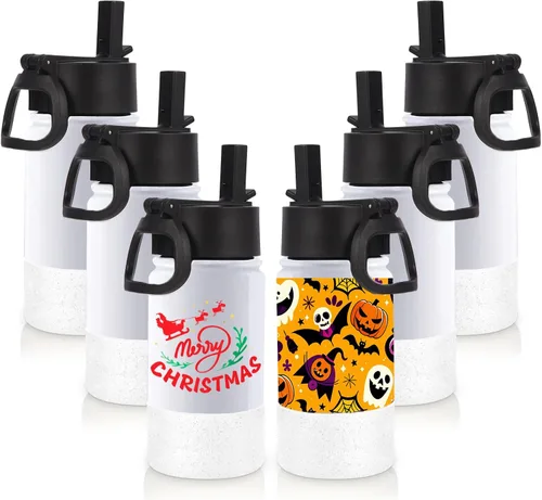 Miniatura 19 de Volhoply Botella de agua de acero inoxidable aislada de 14 onzas con tapa de pajita y funda de silicona, sin BPA, fácil de usar para niños y niñas